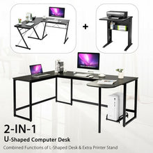 Load image into Gallery viewer, 79&quot; U-Shaped Computer Desk with CPU Stand for Home Office -Black
