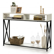 Load image into Gallery viewer, Console Table with Open Shelf and Storage Compartments Steel Frame-White
