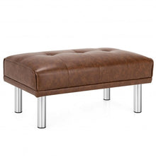 Load image into Gallery viewer, Ottoman Footrest Stool PU Leather Seat with Metal Legs-Brown
