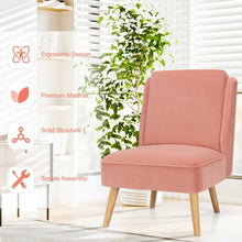 Load image into Gallery viewer, Velvet Accent Chair with Rubber Wood Legs for Living Room-Pink
