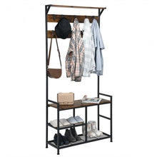 Load image into Gallery viewer, 3-In-1 Industrial Coat Rack Shoe Bench
