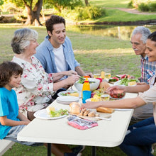 Load image into Gallery viewer, Indoor and Outdoor Folding Picnic Table Bench Set with Wood-like Texture-White
