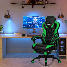 Load image into Gallery viewer, Adjustable Gaming Chair with Footrest for Home Office-Green
