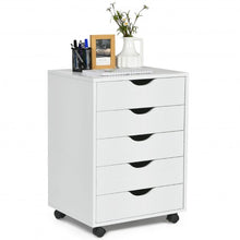 Load image into Gallery viewer, 5 Drawer Dresser Storage Cupboard Chest with Wheels for Home Office
