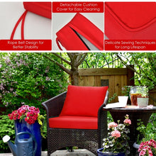 Load image into Gallery viewer, Deep Seat Chair Cushion Pads Set with Rope Belts for Indoor and Outdoor-Red
