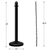 Load image into Gallery viewer, 6PC Set 39.5&quot; Chain C-Hooks Fillable Base Plastic Stanchion-Black
