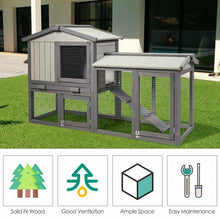 Load image into Gallery viewer, 58&quot; Weatherproof Wooden Rabbit Hutch-Gray
