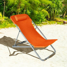 Load image into Gallery viewer, Portable Beach Chair Set of 2 with Headrest -Orange
