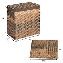 Load image into Gallery viewer, Laundry Hamper Hand-Woven Synthetic Rattan Laundry Basket-Brown
