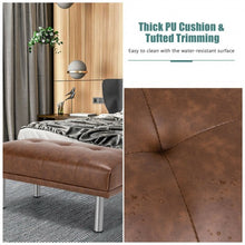 Load image into Gallery viewer, Ottoman Footrest Stool PU Leather Seat with Metal Legs-Brown
