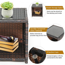 Load image into Gallery viewer, 3 Pieces PE Rattan Wicker Furniture Set with Cushion Sofa Coffee Table for Garden-White
