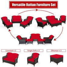 Load image into Gallery viewer, 5PCS Patio Rattan Sofa Set with Cushion and Ottoman
