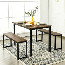 Load image into Gallery viewer, 3-Piece Kitchen Dining Table Set with 2 Benches for Limited Space -Natural
