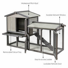 Load image into Gallery viewer, 58&quot; Weatherproof Wooden Rabbit Hutch-Gray
