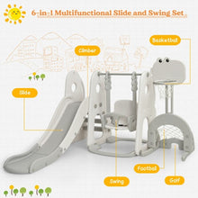 Load image into Gallery viewer, 6 in 1 Toddler Slide and Swing Set with Ball Games-White
