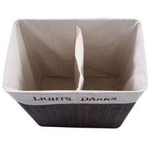 Load image into Gallery viewer, Double Rectangle Bamboo Hamper Laundry Basket Cloth Storage Bag Lid-Brown
