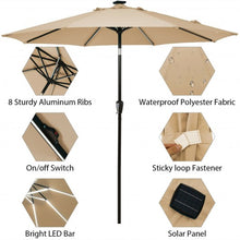 Load image into Gallery viewer, 9Ft Solar LED Market Umbrella with Aluminum Crank Tilt 16 Strip Lights-Beige
