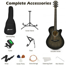 Load image into Gallery viewer, 40&quot; Full Size Cutaway Acoustic Guitar Starter Guitarra Bundle Kit -Black
