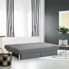 Load image into Gallery viewer, Convertible Futon Sofa Bed Adjustable Couch Sleeper with Two Drawers Grey
