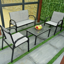 Load image into Gallery viewer, 4 pcs Patio Furniture Set with Glass Top Coffee Table-Gray

