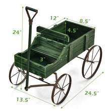 Load image into Gallery viewer, Wooden Wagon Plant Bed With Wheel for Garden Yard-Green
