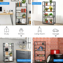 Load image into Gallery viewer, 4-Tier Folding Bookshelf No-Assembly Industrial Bookcase Display Shelves
