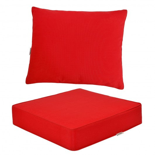 Deep Seat Chair Cushion Pads Set with Rope Belts for Indoor and Outdoor-Red