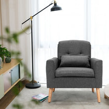 Load image into Gallery viewer, Accent Chair Cushioned Linen Armchair with Waist Pillow Sofa Chair-Gray
