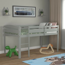 Load image into Gallery viewer, Wooden Twin Low Loft Bunk Bed with Guard Rail and Ladder-Gray
