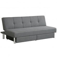 Load image into Gallery viewer, Convertible Futon Sofa Bed Adjustable Couch Sleeper with Two Drawers Grey
