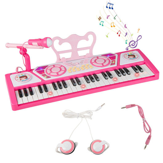 49 Keys Kids Piano Keyboard for Kids 3+-Pink