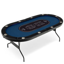 Load image into Gallery viewer, Foldable 10-Player Poker Table with LED Lights and USB Ports Ideal for Texas Casino-Blue
